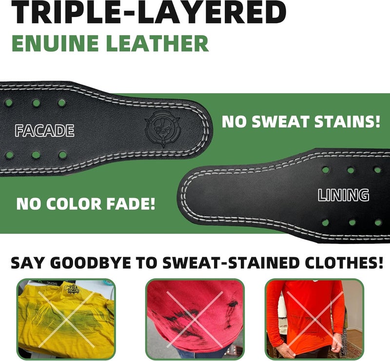 Jupiter Weight lifting Belt (6mm Thick) - Genuine leather, offering back support. Double-pronged buckle, ideal for weightlifting, powerlifting, squats and deadlifts - Image 5